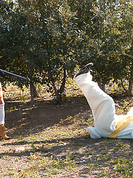 Kelly was hunting wabbits in her super short overalls and white tank.